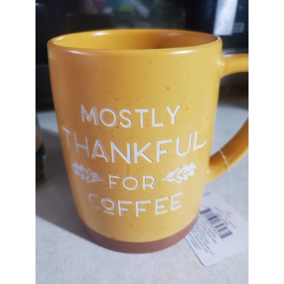 Mostly thankful for coffee mug Thanksgiving coffee tea holiday Christmas Xmas - Picture 3 of 5